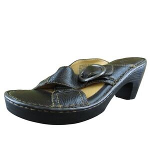 GNW  Women Slide Sandal Shoes Black Leather Size 9 Medium